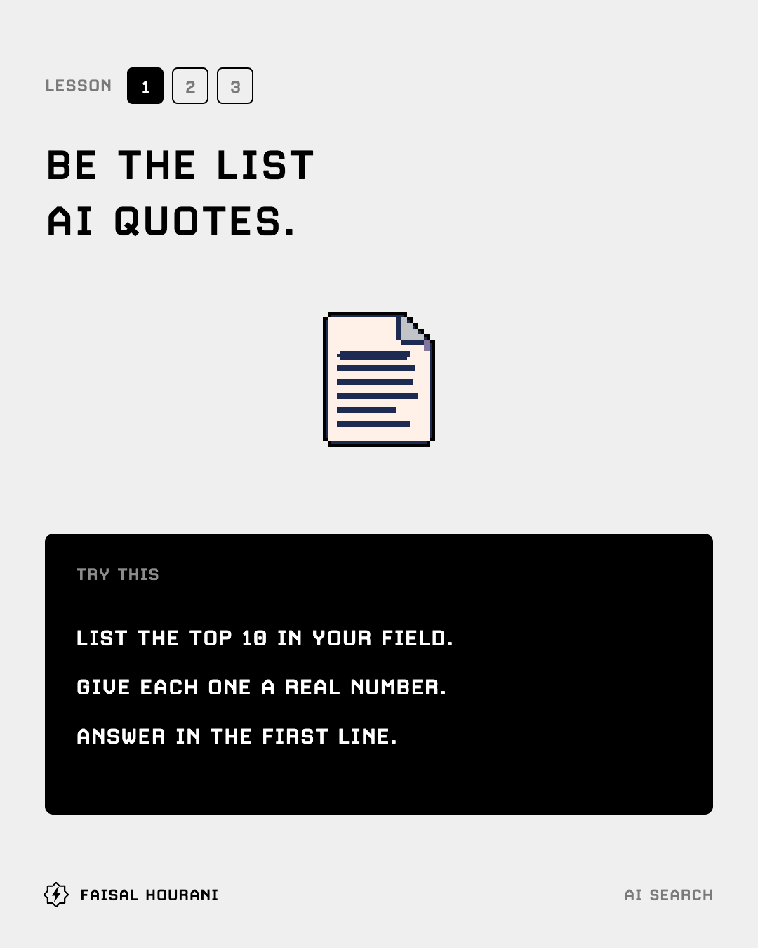 Lesson 1: be the list AI quotes