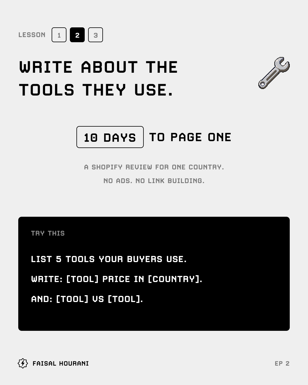 Lesson 2 from episode 2: write about the tools your buyers use