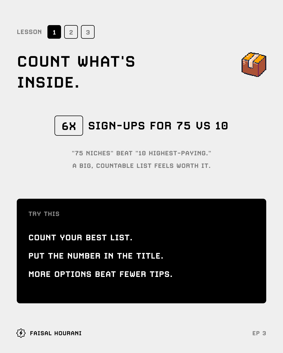 Lesson 1 from episode 3: count what's inside