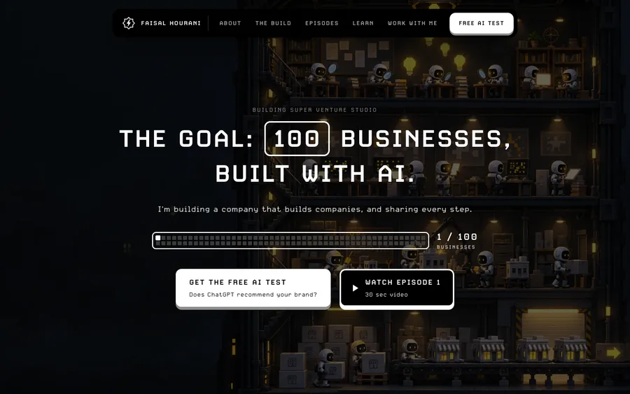 The home page of this website, built by Claude Code from the brand guide