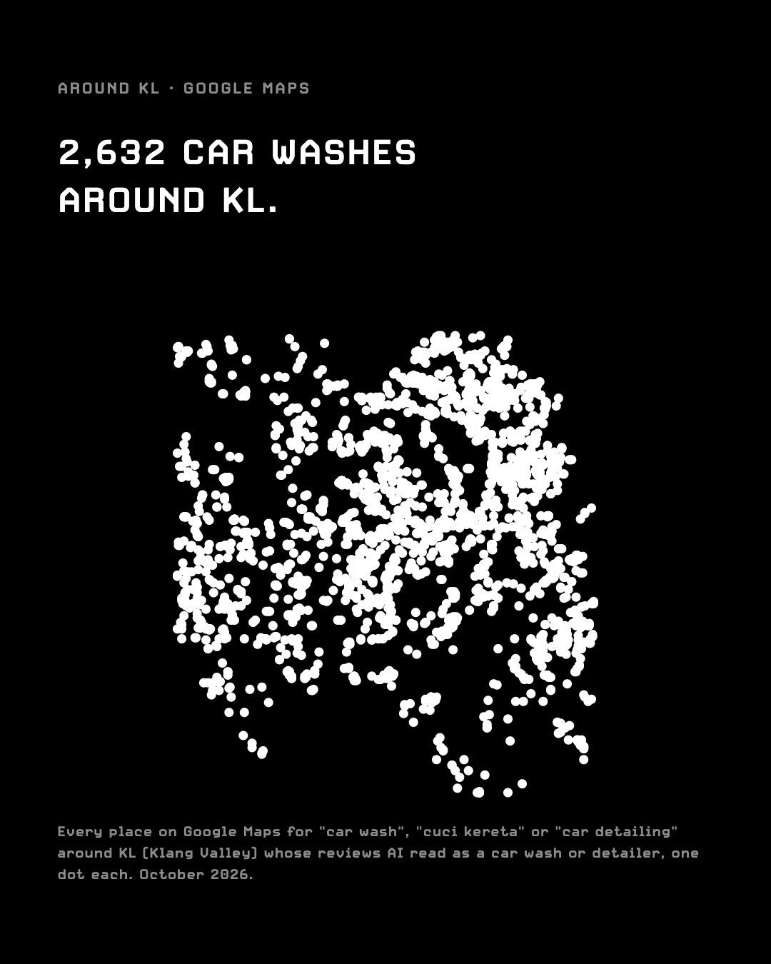 Map of the 2,632 car washes and detailers around KL